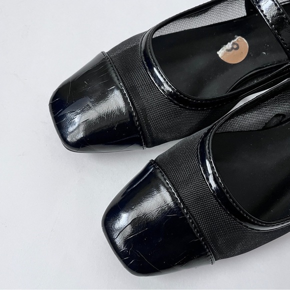 NY&CO Black Minimalist Mesh Patent Leather Mary Jane Ballet Flats Size 8 - Picture 4 of 16